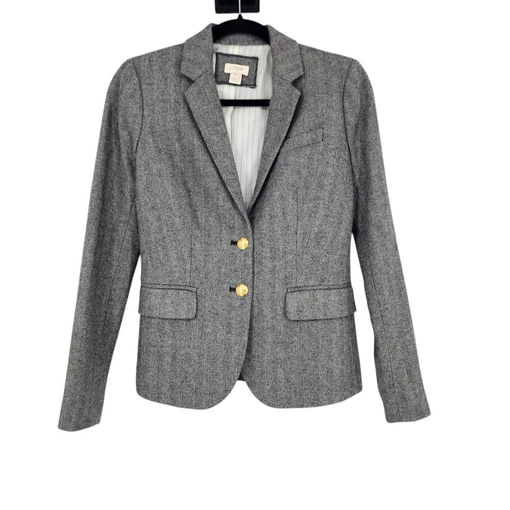 J.Crew Shrunken Fit Women’s Wool Blend Herringbone Classic Blazer Size 00